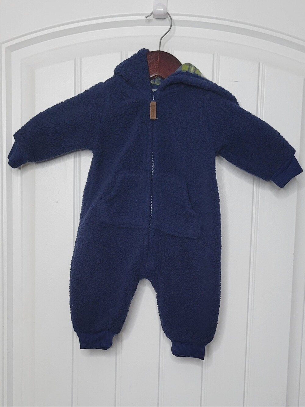 Carter's Navy Hooded Sherpa One-Piece Bodysuit